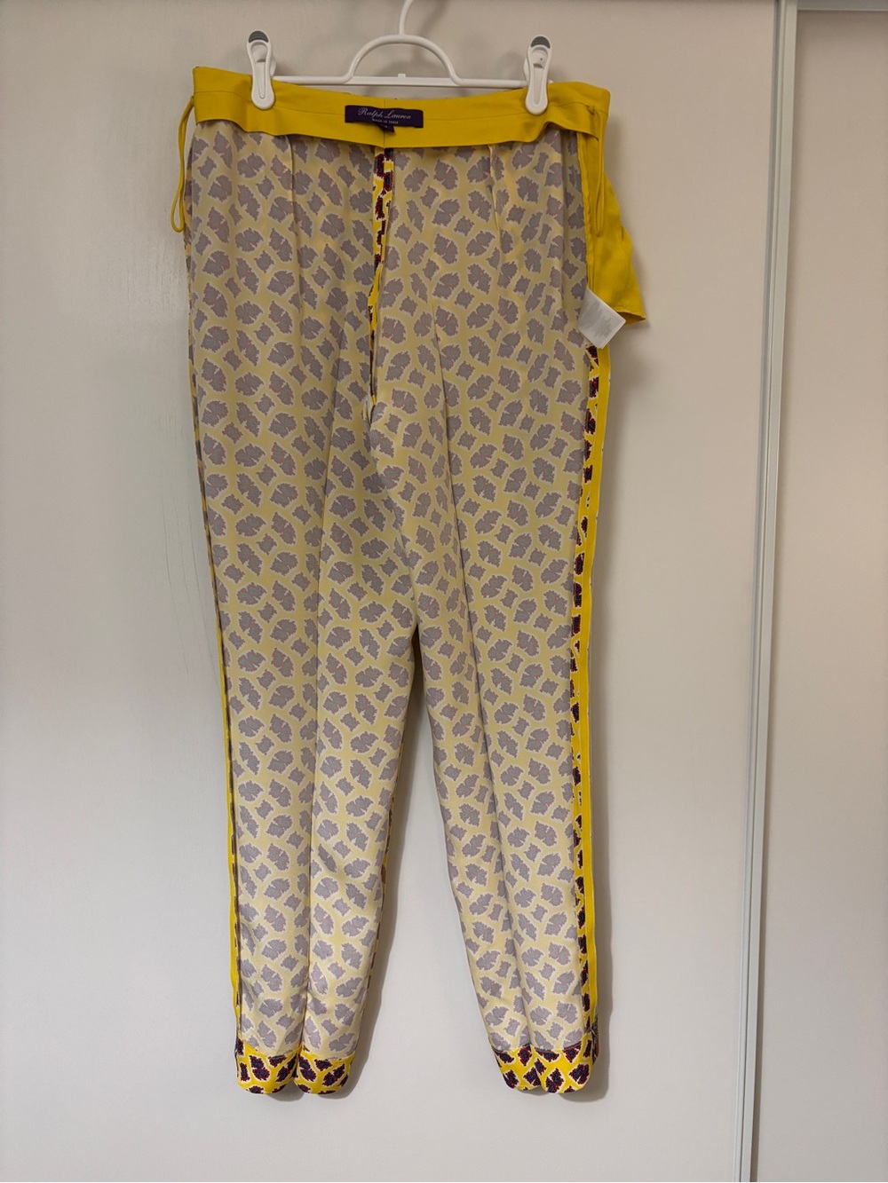 Ralph Lauren Collection Yellow Silk Paisley Pants Size 6 Simone Preppy Luxury - Picture 10 of 16